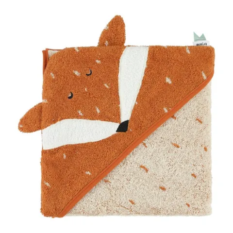 Kapuzenbadetuch mit Fuchsgesicht an der Kapuze
