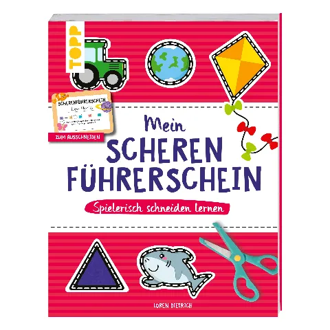 Buch Mein Scherenführerschein mit Formen und einer Schere auf dem Titel