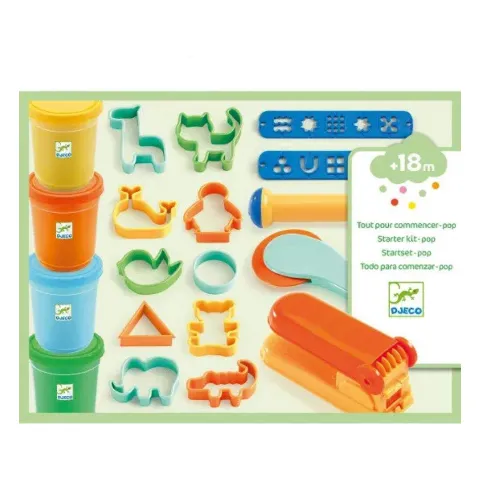 Knete-Set von Djeco mit vier Knetdosen und Ausstechformen