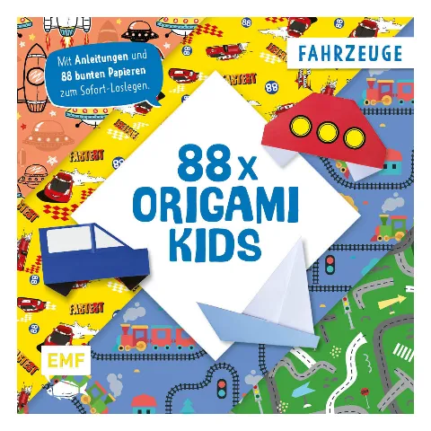 Buch 88 x Origami Kids Fahrzeuge mit gefalteten Autos und Booten
