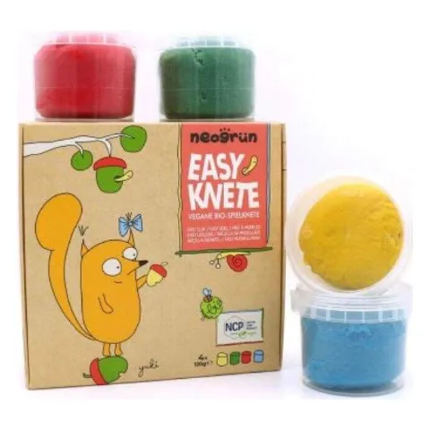 Knete-Set mit Dosen in Rot, Gelb, Grün und Blau