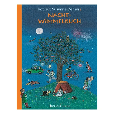 Nacht-Wimmelbuch von Rotraut Susanne Berner mit einem großen Baum im Dunkeln