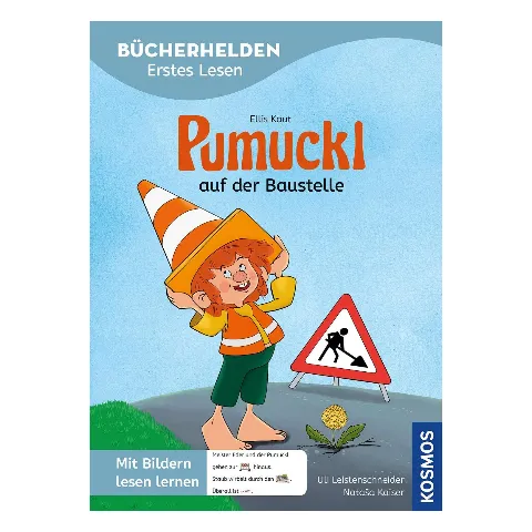 Erstlesebuch „Bücherhelden: Pumuckl auf der Baustelle“ mit Pumuckl und Warnhut