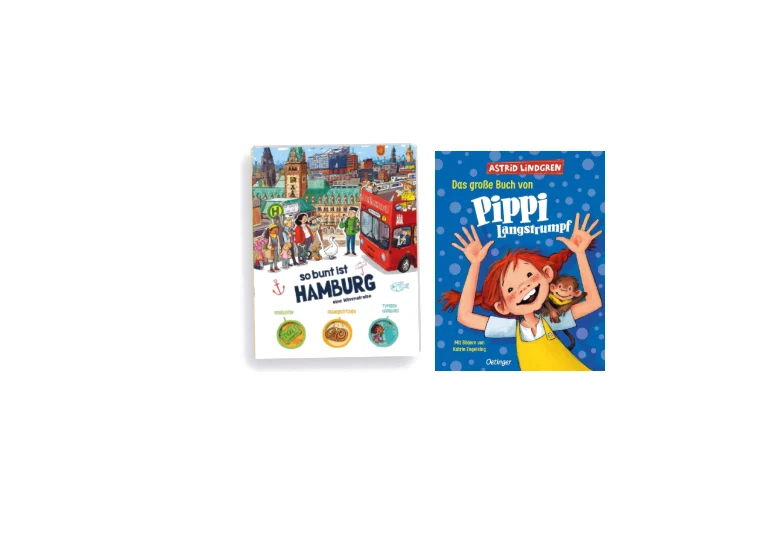 Die Bilderbücher „So bunt ist Hamburg – eine Wimmelreise“ und „Das große Buch von Pippi Langstrumpf“