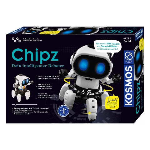 Packung „Chipz“ von Kosmos mit einem kleinen weißen Roboter