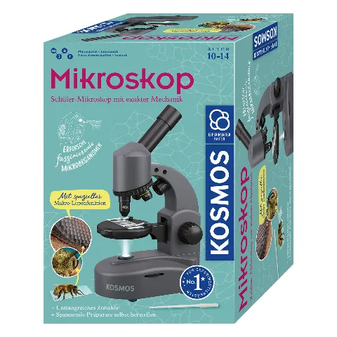 Packung „Mikroskop“ von Kosmos mit einem Lichtmikroskop