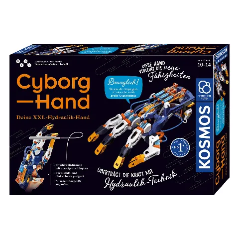 Packung „Cyborg-Hand“ von Kosmos mit einer Roboterhand