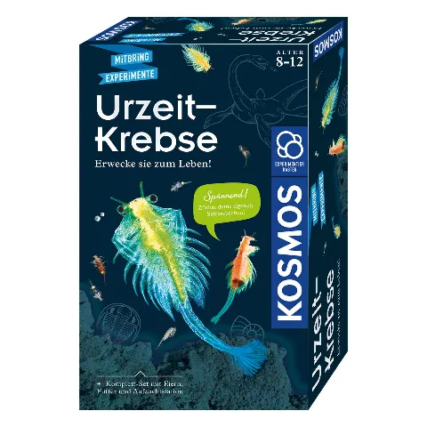 Packung „Urzeit-Krebse“ von Kosmos mit einem Krebs unter Wasser