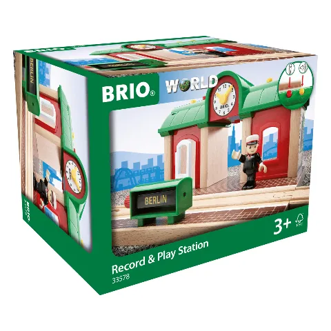 Verpackung des BRIO-Bahnhofs „Record & Play Station“