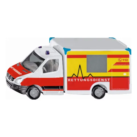 Rettungswagen in Weiß, Rot und Gelb