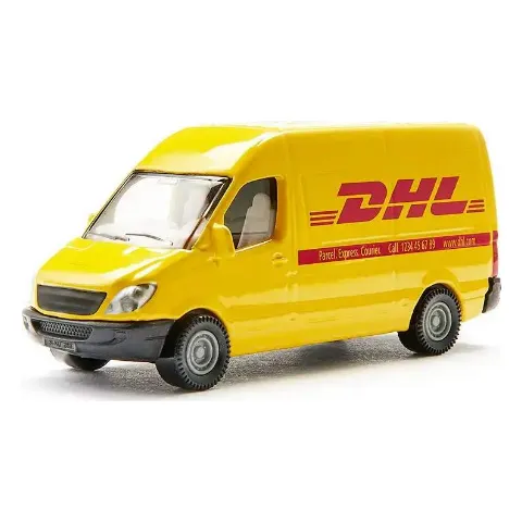Gelber Lieferwagen mit DHL-Aufschrift