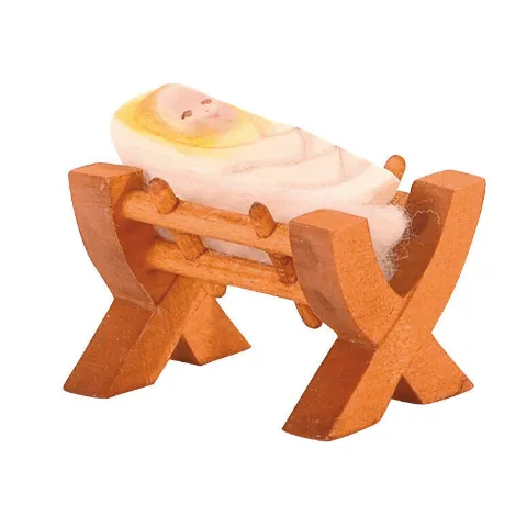 Holzkrippe mit Kind von Ostheimer