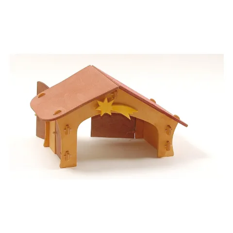 Krippenstall aus Holz mit Stern von Ostheimer