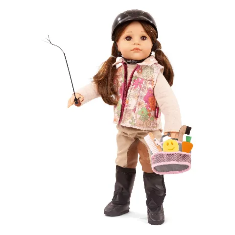 Stehpuppe Hannah von Götz in Reitkleidung mit Helm und Gerte