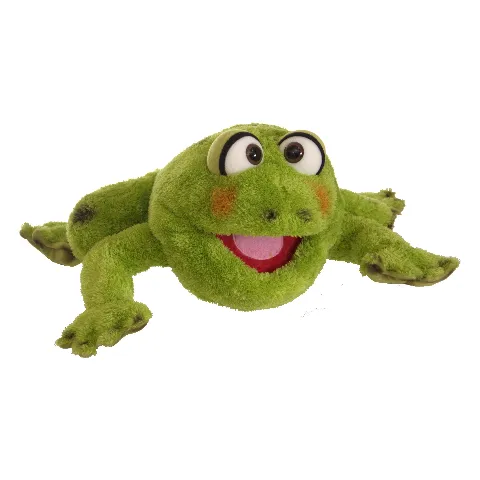 Grüne Frosch-Handpuppe mit großen Augen