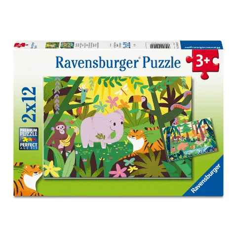 Ravensburger-Puzzleschachtel Freundliche Tierfreunde mit 2 × 12 Teilen