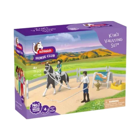 Verpackung des Schleich-Sets Kim’s Voltigier Set mit Pferd, Reiterin und Reitlehrer