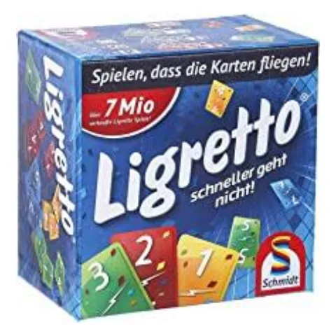 Blaue Schachtel des Kartenspiels Ligretto