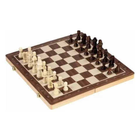 Holzkassette mit magnetischem Schach- und Damespiel
