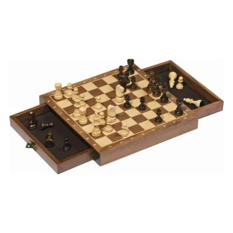 Magnetisches Schachspiel aus Holz mit Schubladen