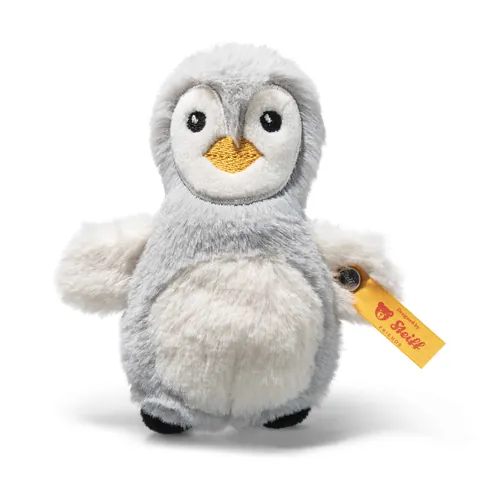 Kleiner grauer Steiff-Pinguin als Greifling mit Rassel