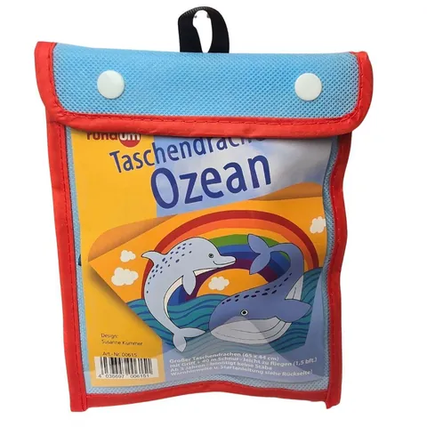 Taschendrachen „Ozean“ mit Delfinen in einer kleinen Tasche