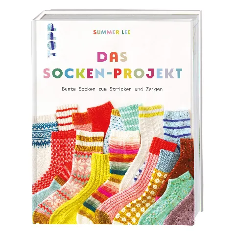 Buch „Das Socken-Projekt“ mit vielen bunten Socken auf dem Titel