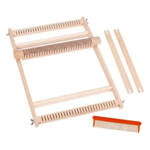 Webrahmen aus Holz mit Kamm und Webstäben